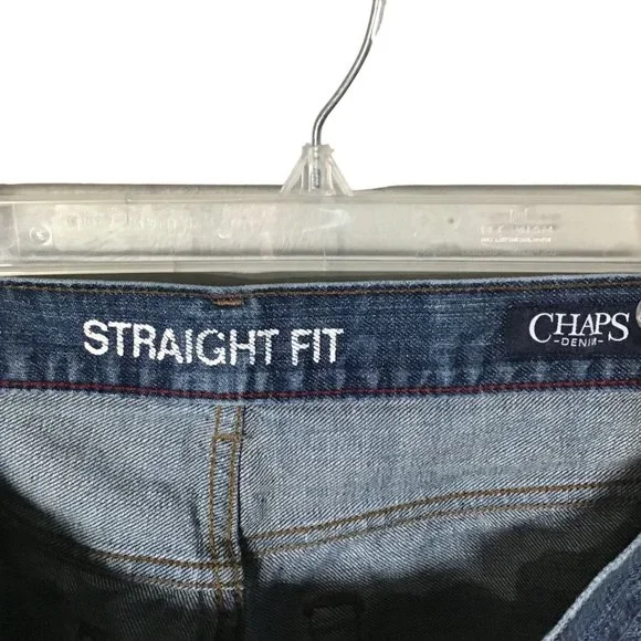 Chaps Jeans Mens Measures 32x29 Straight Fit Whisker Front Medium Wash Denim - Picture 4 of 4